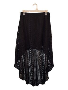 bebe Black Crochet High-Low Skirt